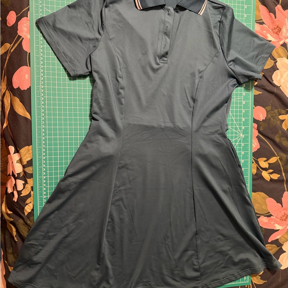 Dark Green/Gray Polo Dress w Pockets - Tennis